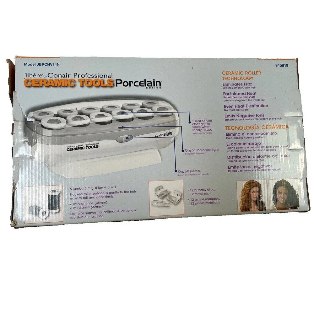 Jilbère by Conair‎ Prof Ceramic Tools Porcelain 12 Hot Roller Set-Open Box